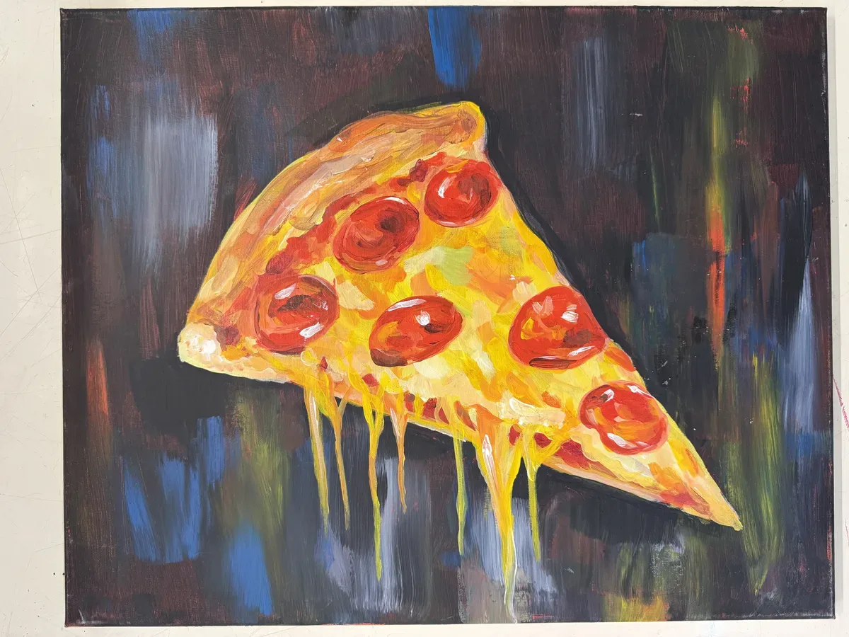 Late Night Slice by Chelsea Klukas, acrylic on canvas, 20 × 16 in
