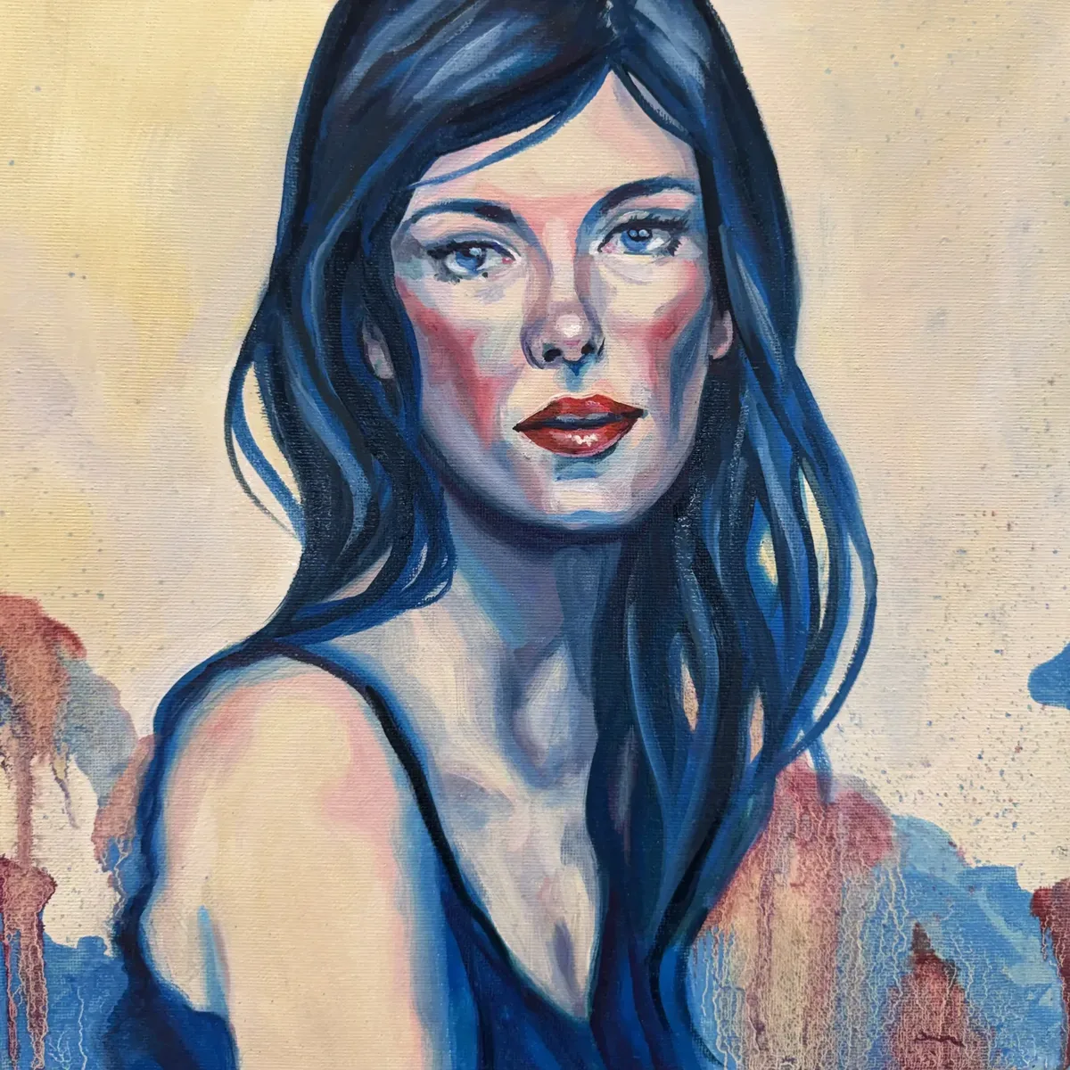 Portrait in Blue by Chelsea Klukas, oil on canvas, 12 × 12 in
