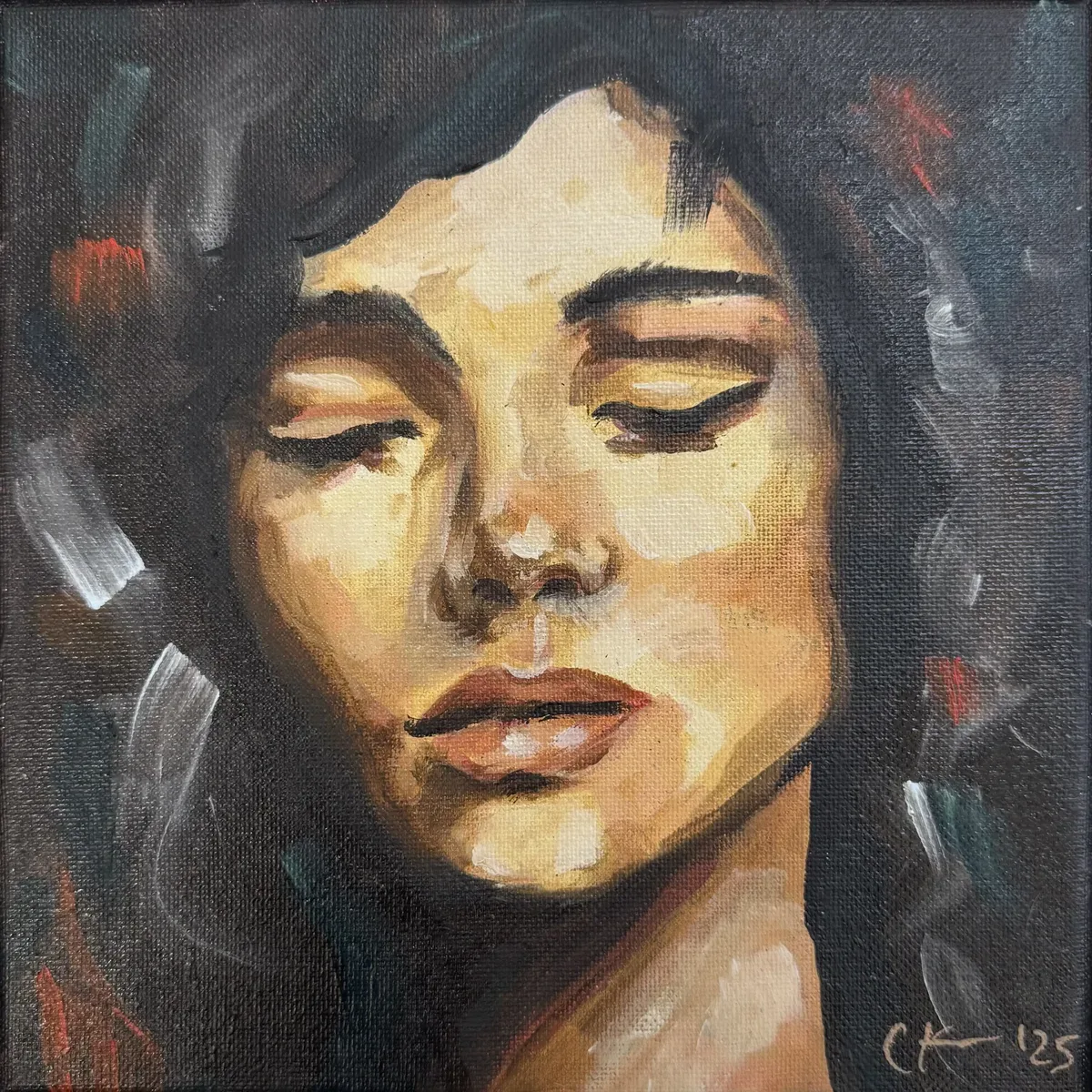 Up Close I by Chelsea Klukas, oil on canvas, 8 × 8 in