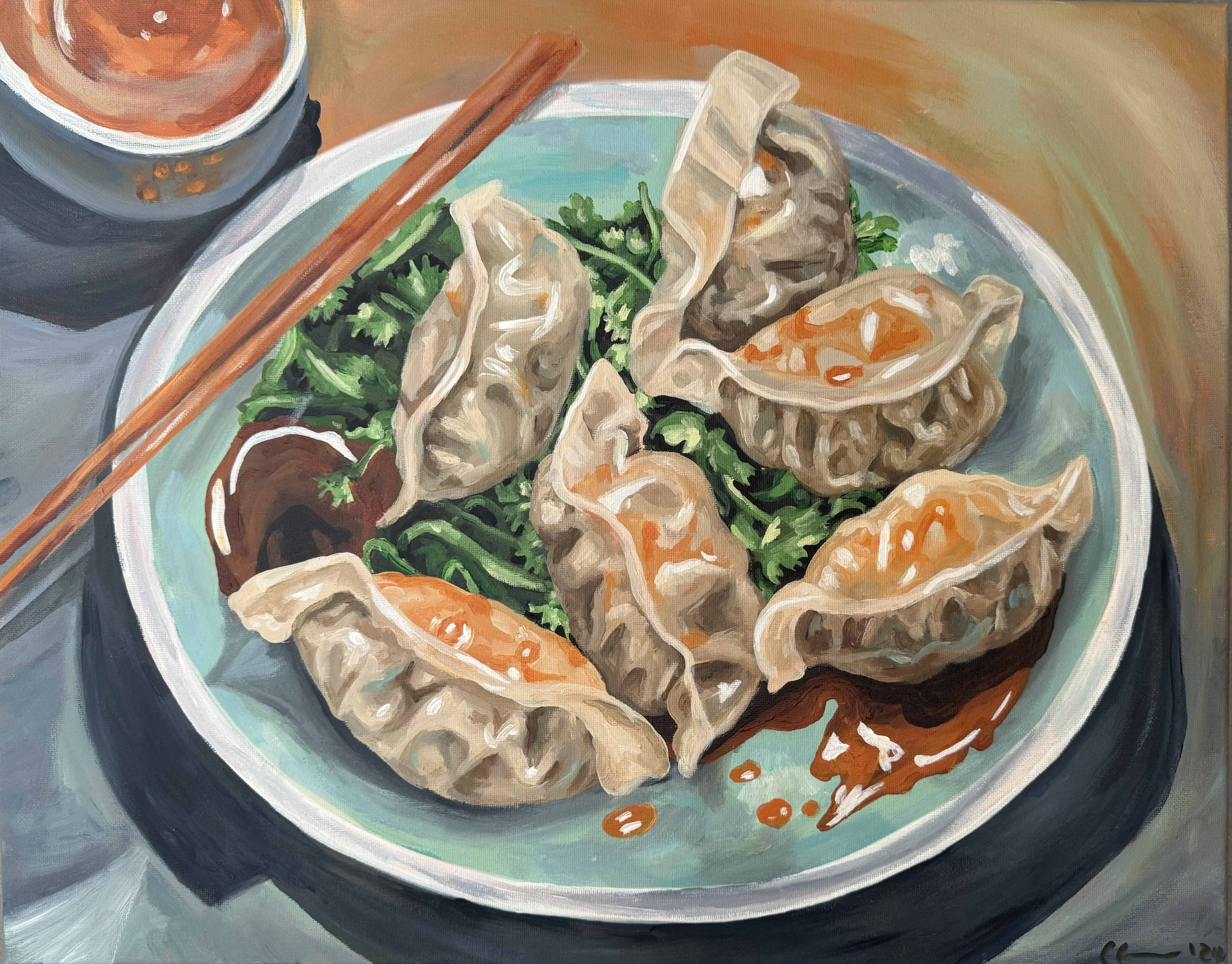 Takeout Combo #2 by Chelsea Klukas, acrylic on canvas, 18 × 20 in