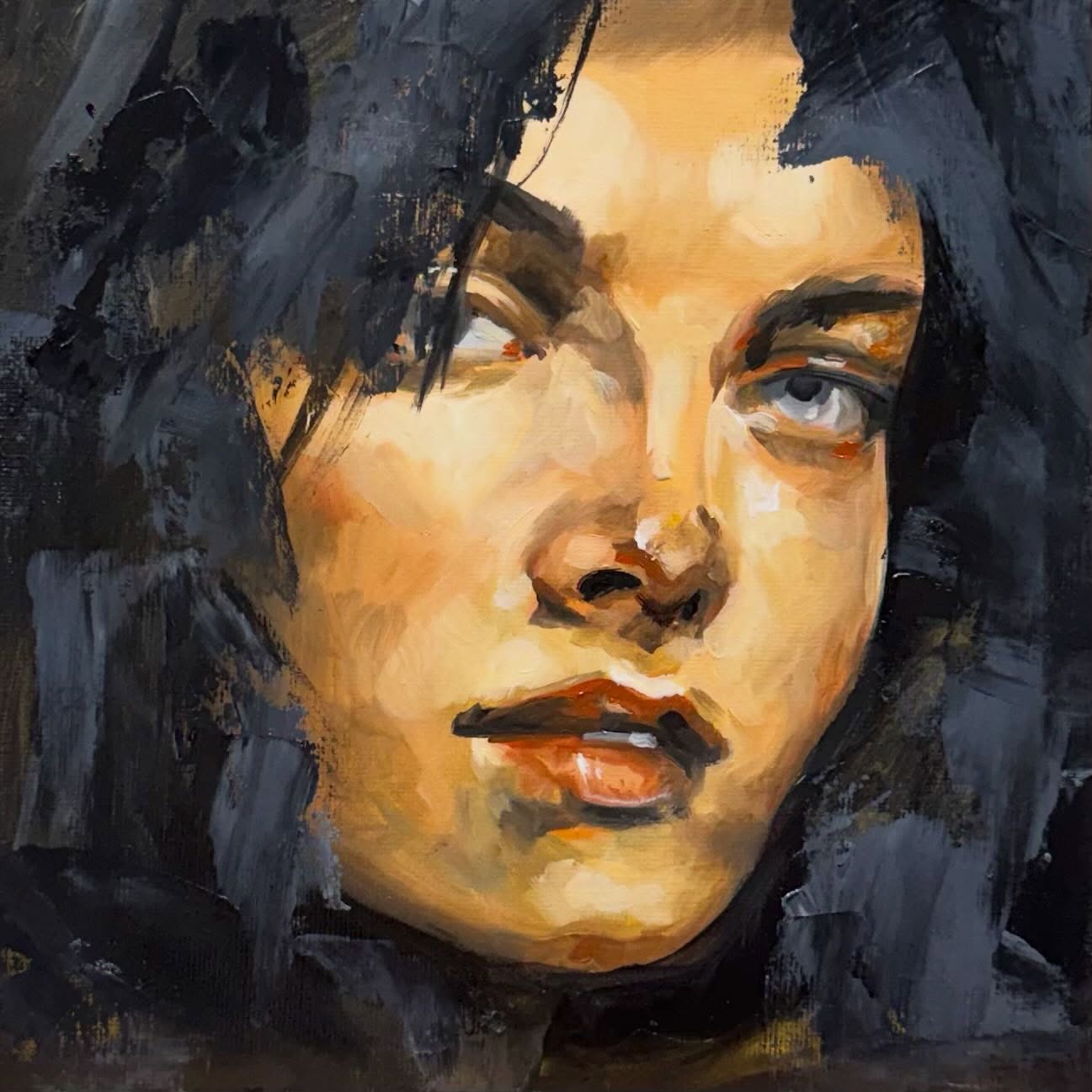 Up Close IV by Chelsea Klukas, oil on canvas panel, 8 × 8 in