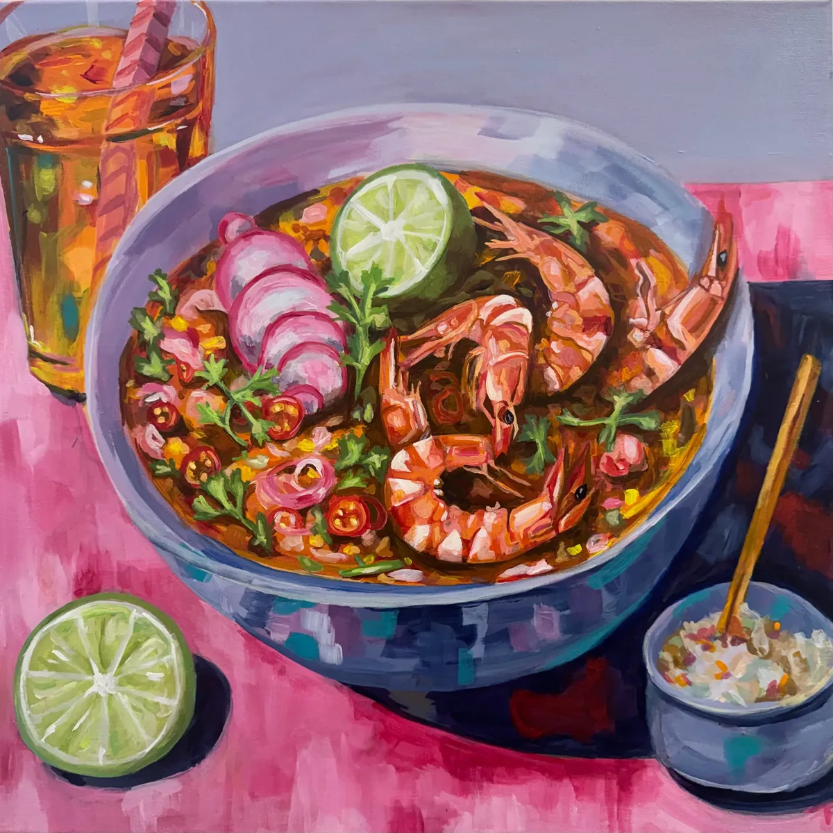 Saturday Lunch by Chelsea Klukas, acrylic on canvas, 20 × 20 in
